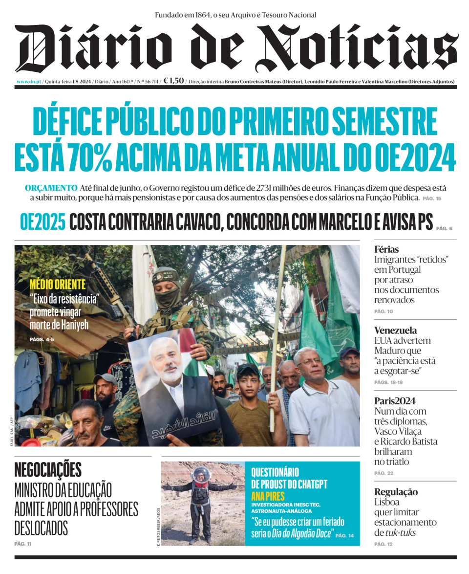 Prima-pagina-Diario de Noticias-edizione-di-oggi-20240801